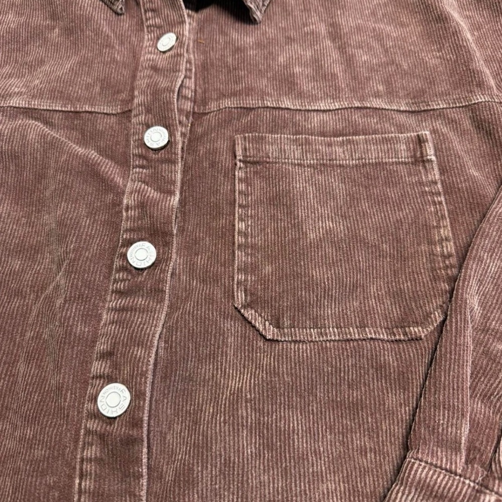 Oversized Brown Corduroy Shirt Jacket Shacket Women Small Outdoor Utility Fall - Picture 3 of 6